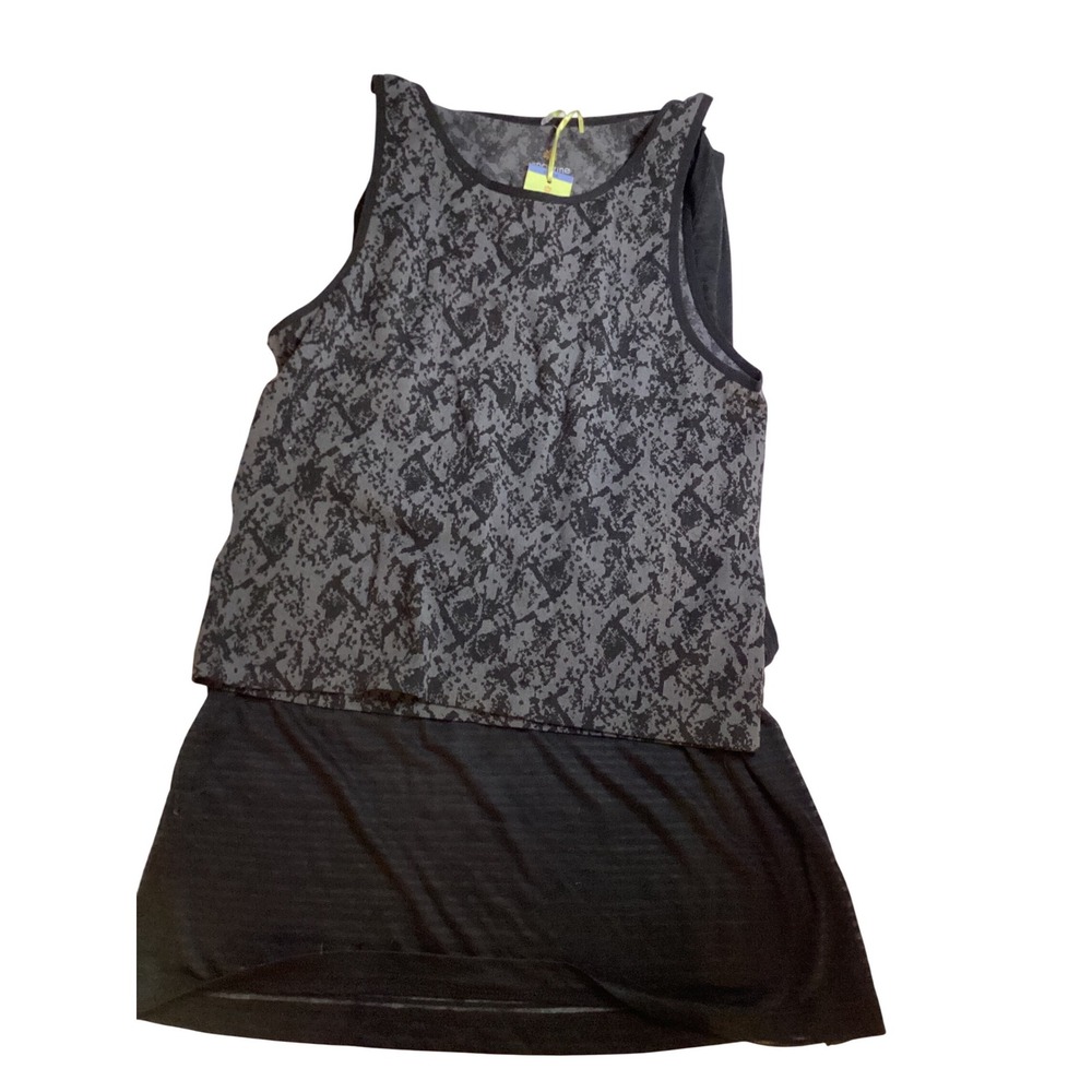 Tangerine Active 2 in 1 Top Womens Large Gray Black Layered‎ Tank Set NWT